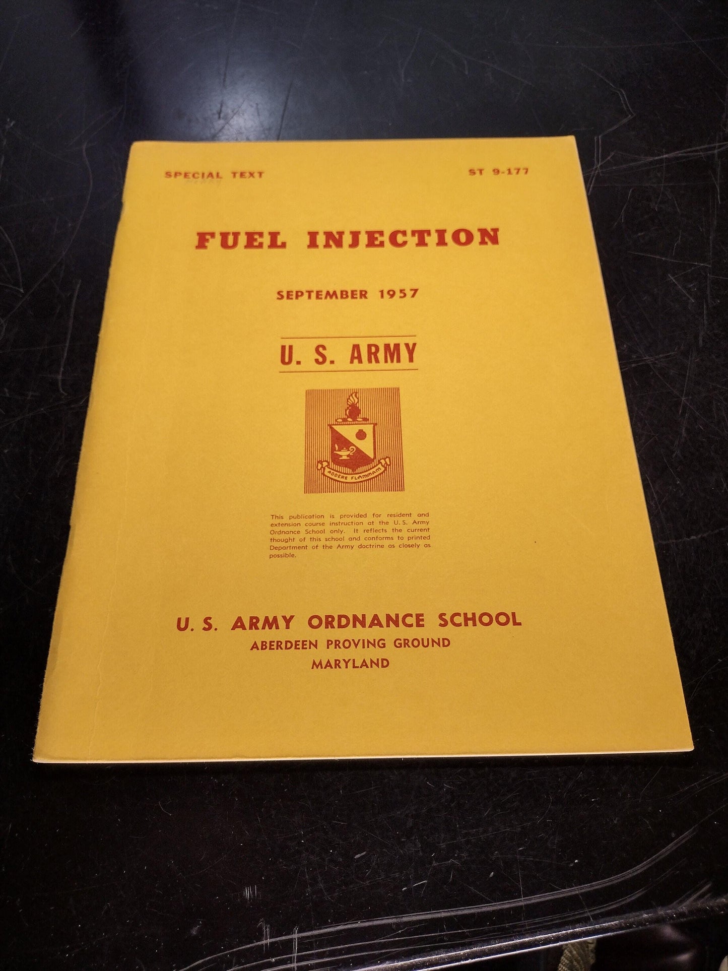 US Army Ordnance School Fuel Injection Ephemera Pamphlet Booklet (September 1957 ST 9-177)