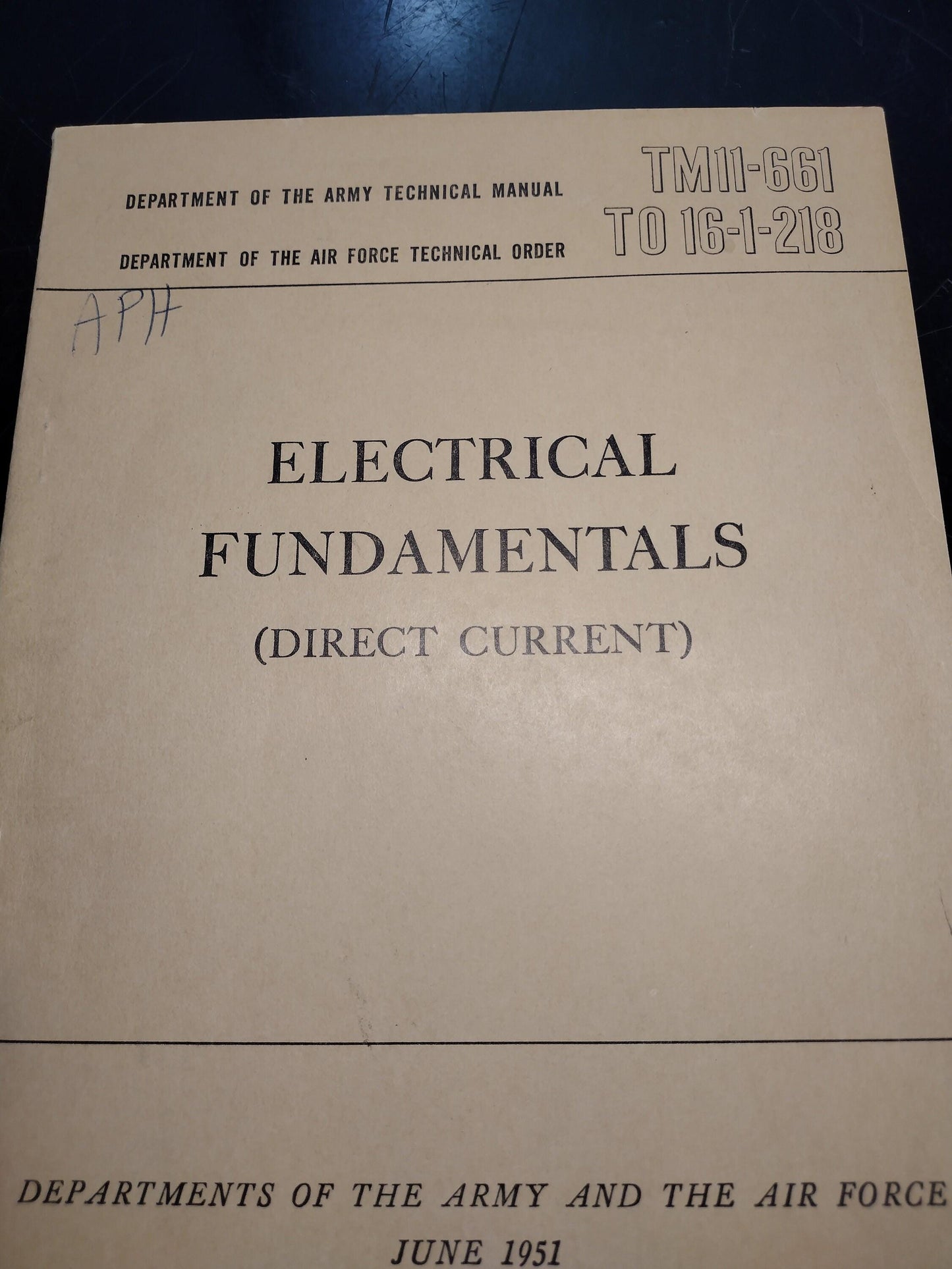 US Army Electrical Fundamentals Direct Current Ephemera Pamphlet Booklet (June 1951 TM11-661/TO 16-1-218)