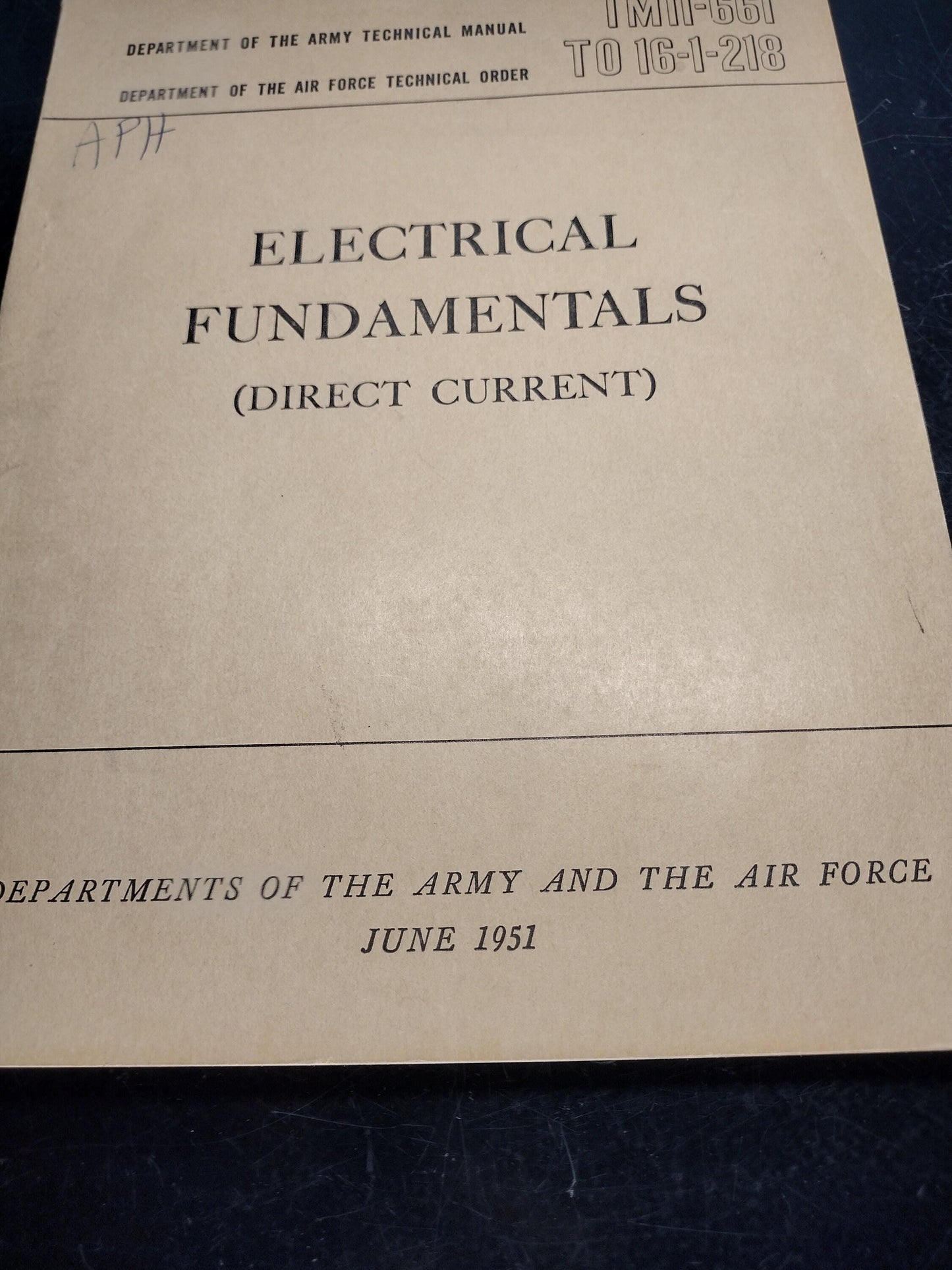 US Army Electrical Fundamentals Direct Current Ephemera Pamphlet Booklet (June 1951 TM11-661/TO 16-1-218)