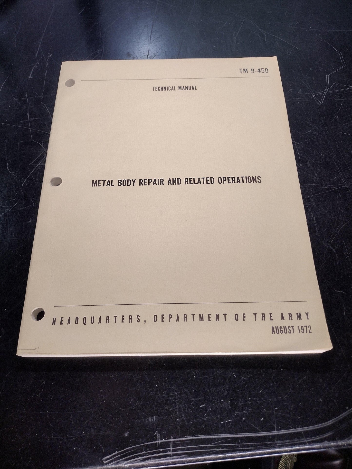 US Army Metal Body Repair & Related Operations Ephemera Pamphlet Booklet (August 1972 TM 9-450)