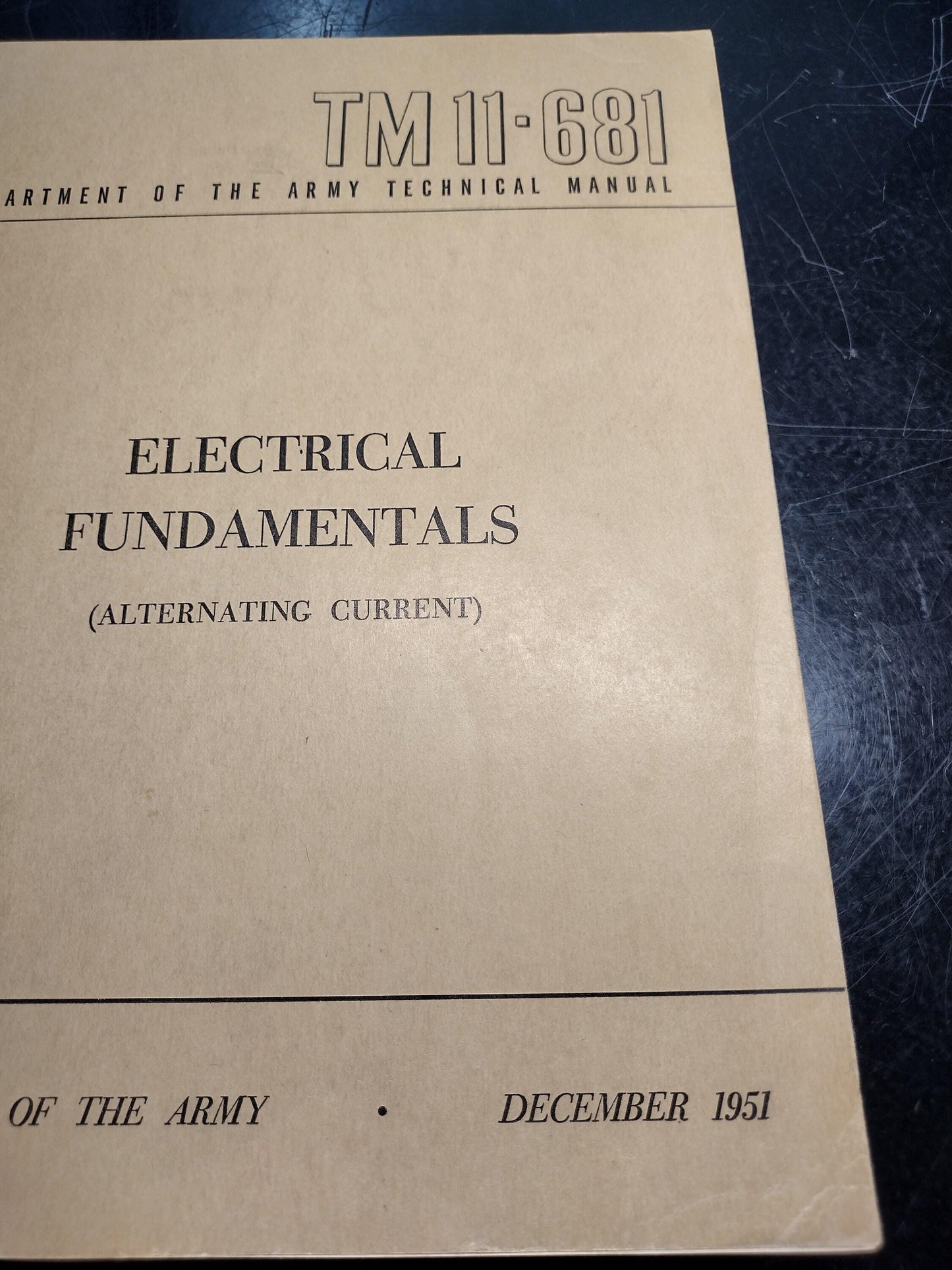 US Army Electrical Fundamentals Alternating Current Ephemera Pamphlet Booklet (December 1951 TM-11-681)