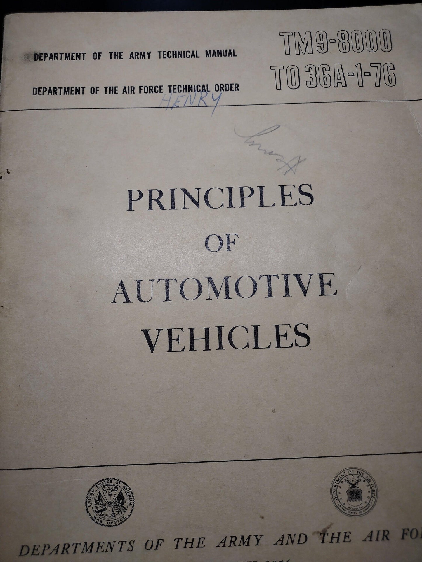 US Army Principles Of Automotive Vehicles (January 1956 TM9-8000/TO 36A-1-76)