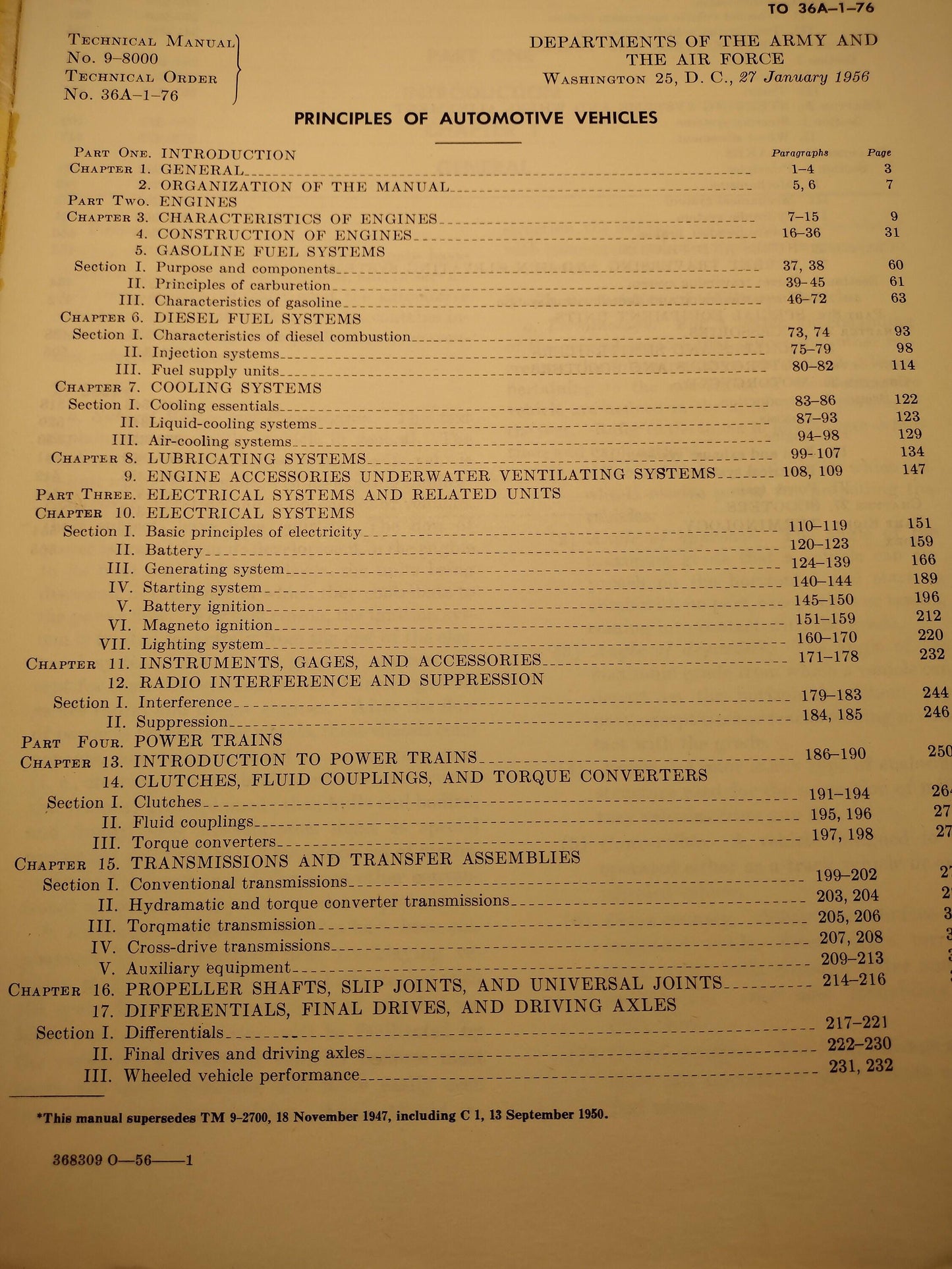 US Army Principles Of Automotive Vehicles (January 1956 TM9-8000/TO 36A-1-76)