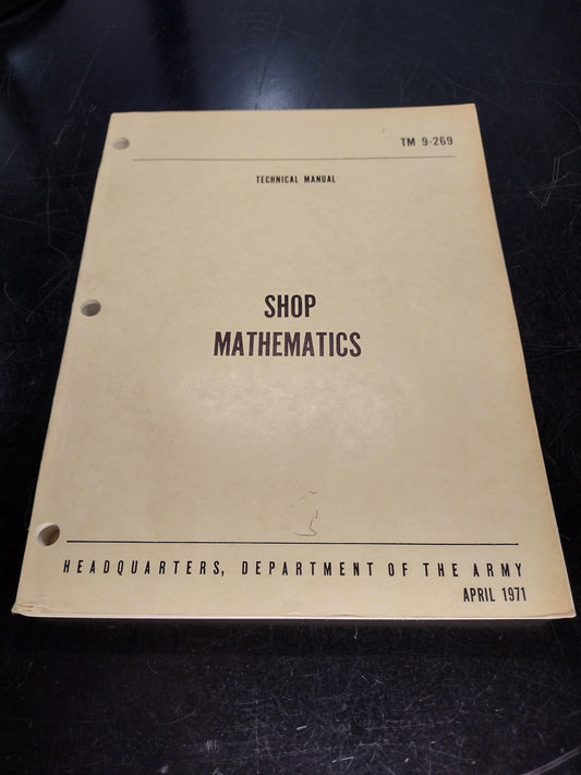 US Army Shop Mathematics Ephemera Pamphlet Booklet (April 1971 TM 9-269)