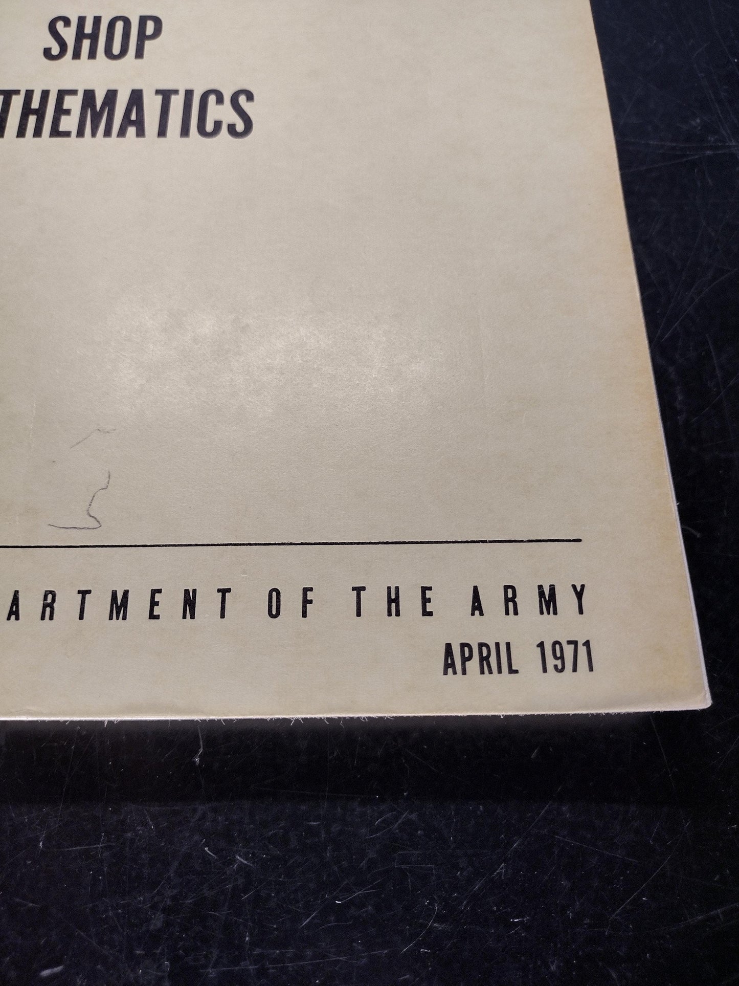 US Army Shop Mathematics Ephemera Pamphlet Booklet (April 1971 TM 9-269)