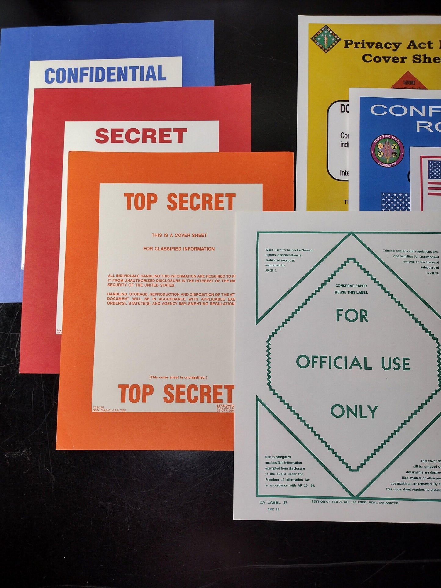 US Government/Military Top Secret Document Sheet Bundle | FREE US Shipping