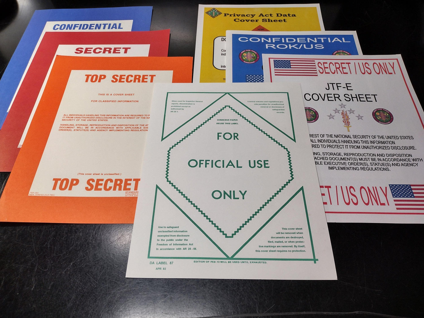 US Government/Military Top Secret Document Sheet Bundle | FREE US Shipping