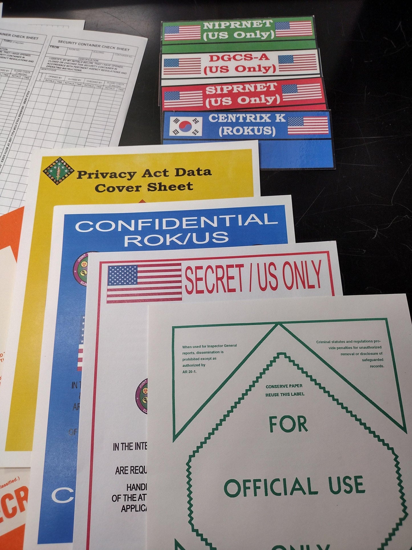 US Government/Military Top Secret Document Sheet Bundle | FREE US Shipping