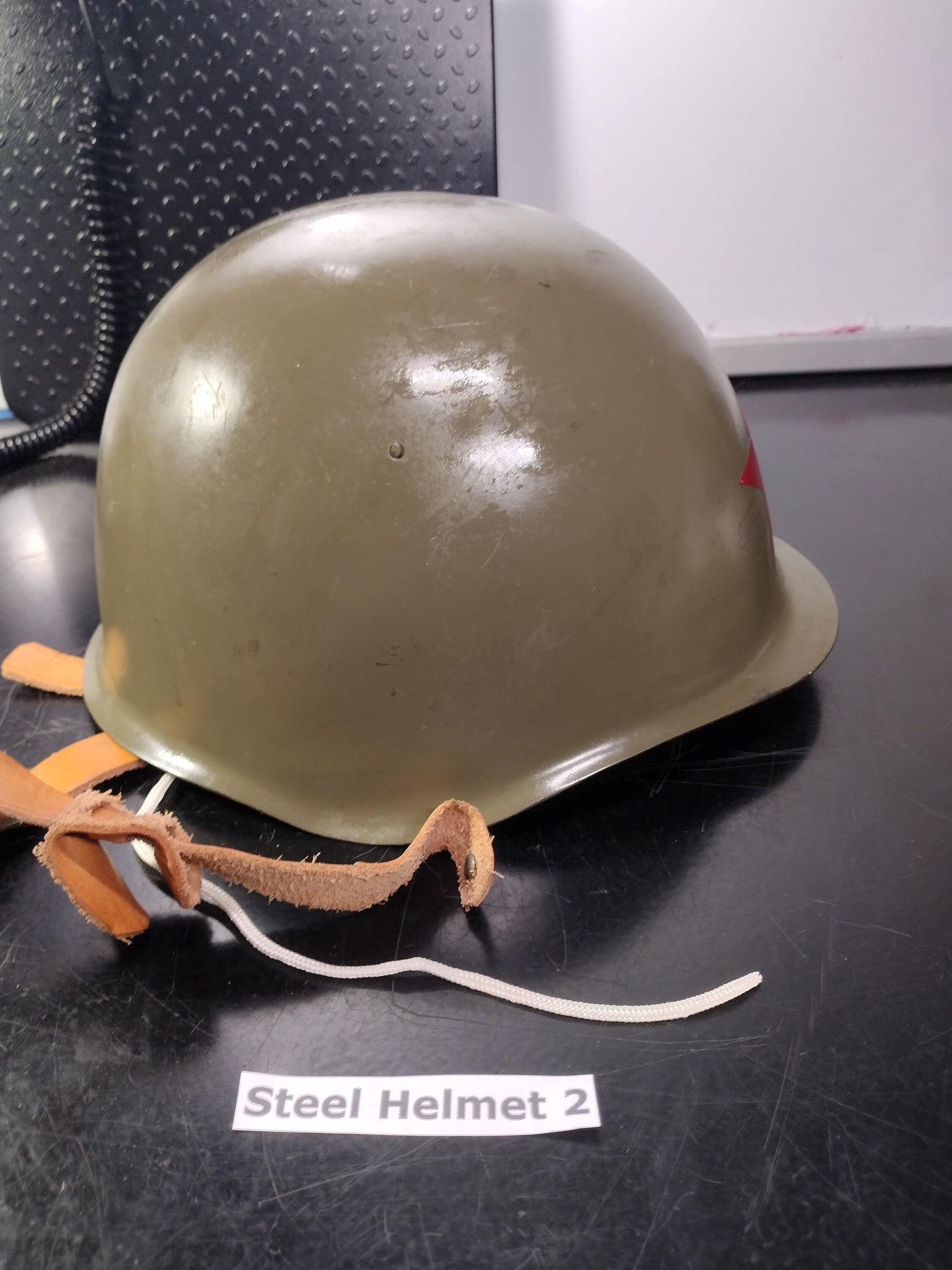 Military Steel Helmet with Red Star (Size Unknown Bulgarian?) (Helmet 2)