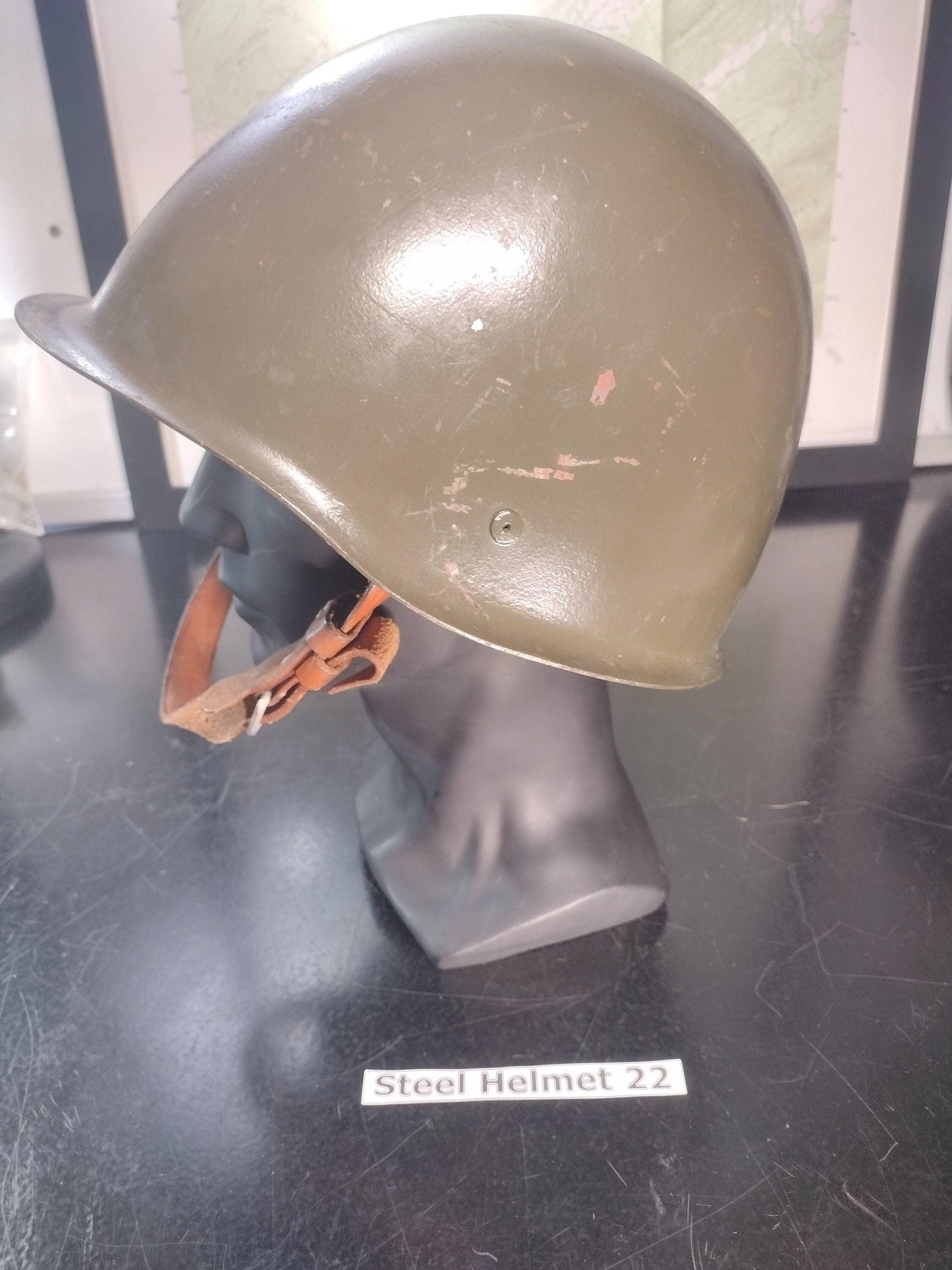 Army Issued Steel Helmet (Size: Unknown But Adjustable Liner) | FREE US Shipping! (Helmet 22)