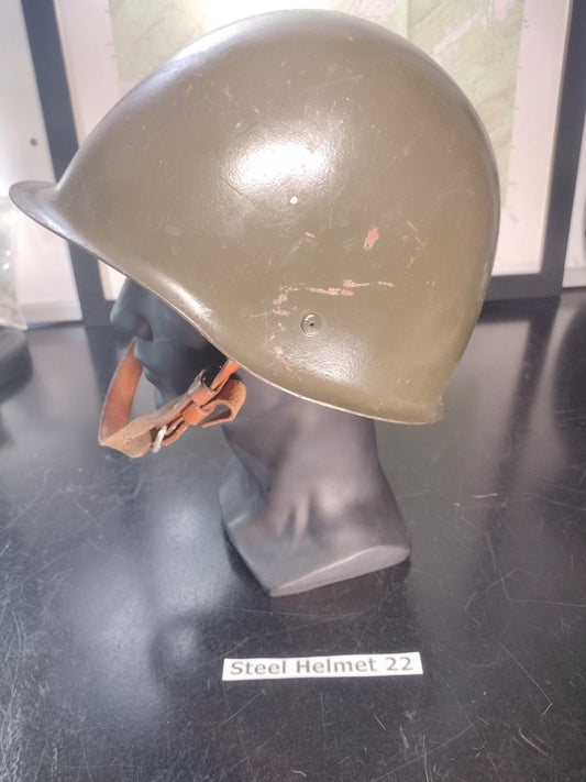 Army Issued Steel Helmet (Size: Unknown But Adjustable Liner) | FREE US Shipping! (Helmet 22)