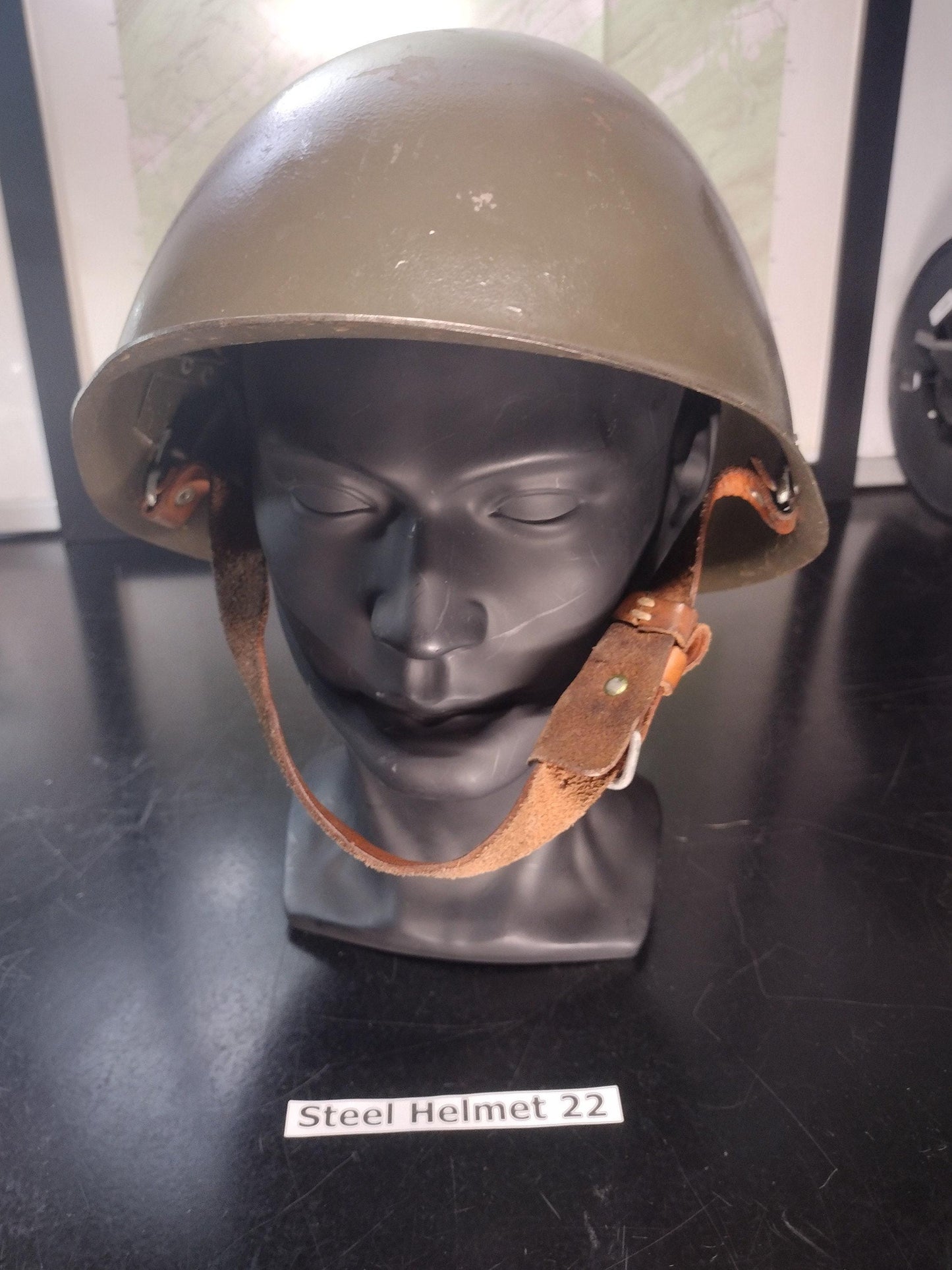 Army Issued Steel Helmet (Size: Unknown But Adjustable Liner) | FREE US Shipping! (Helmet 22)