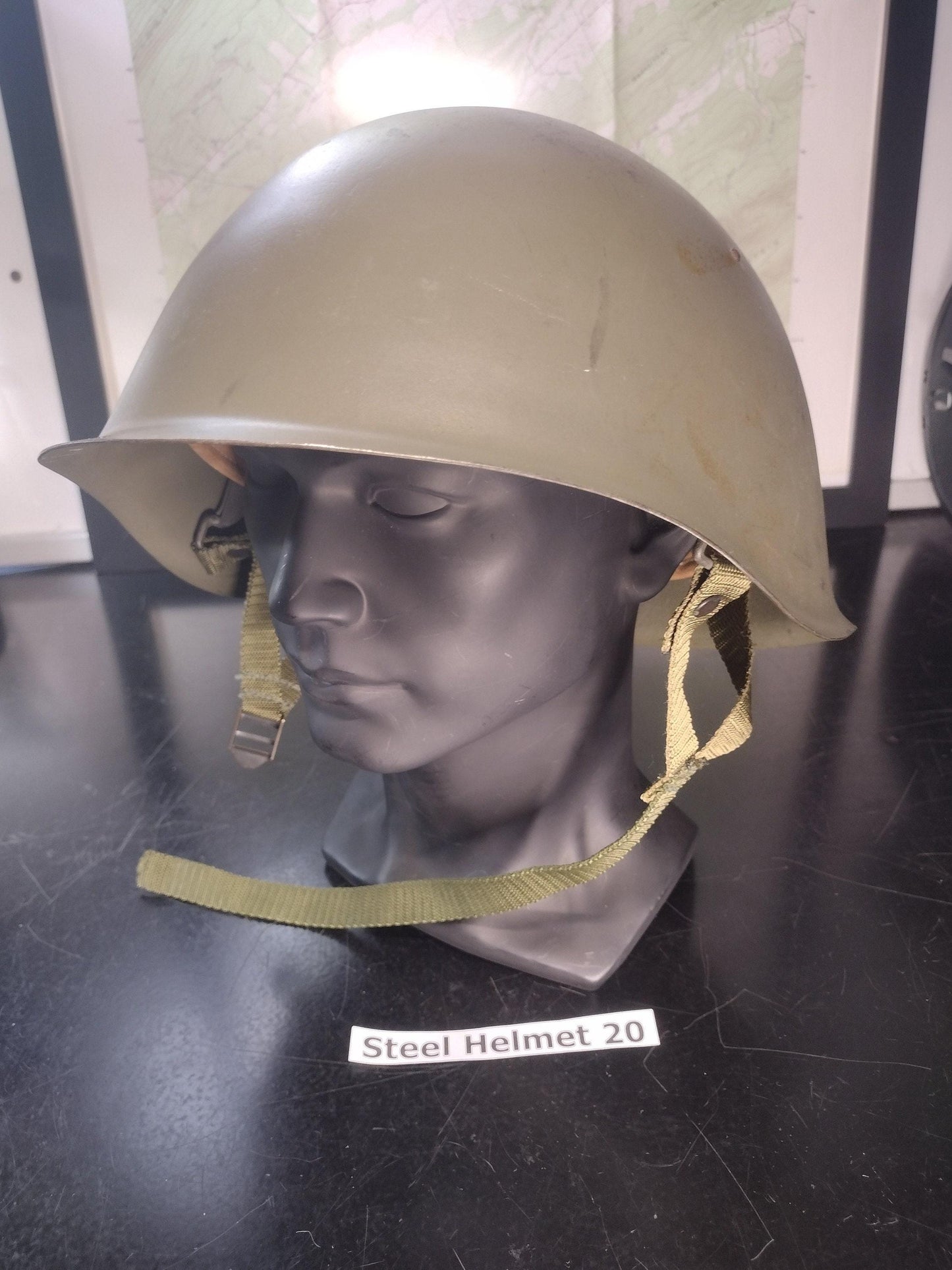 Used Army Steel Helmet (Size: Unknown But Adjustable Liner) | FREE US Shipping! (Helmet 20)