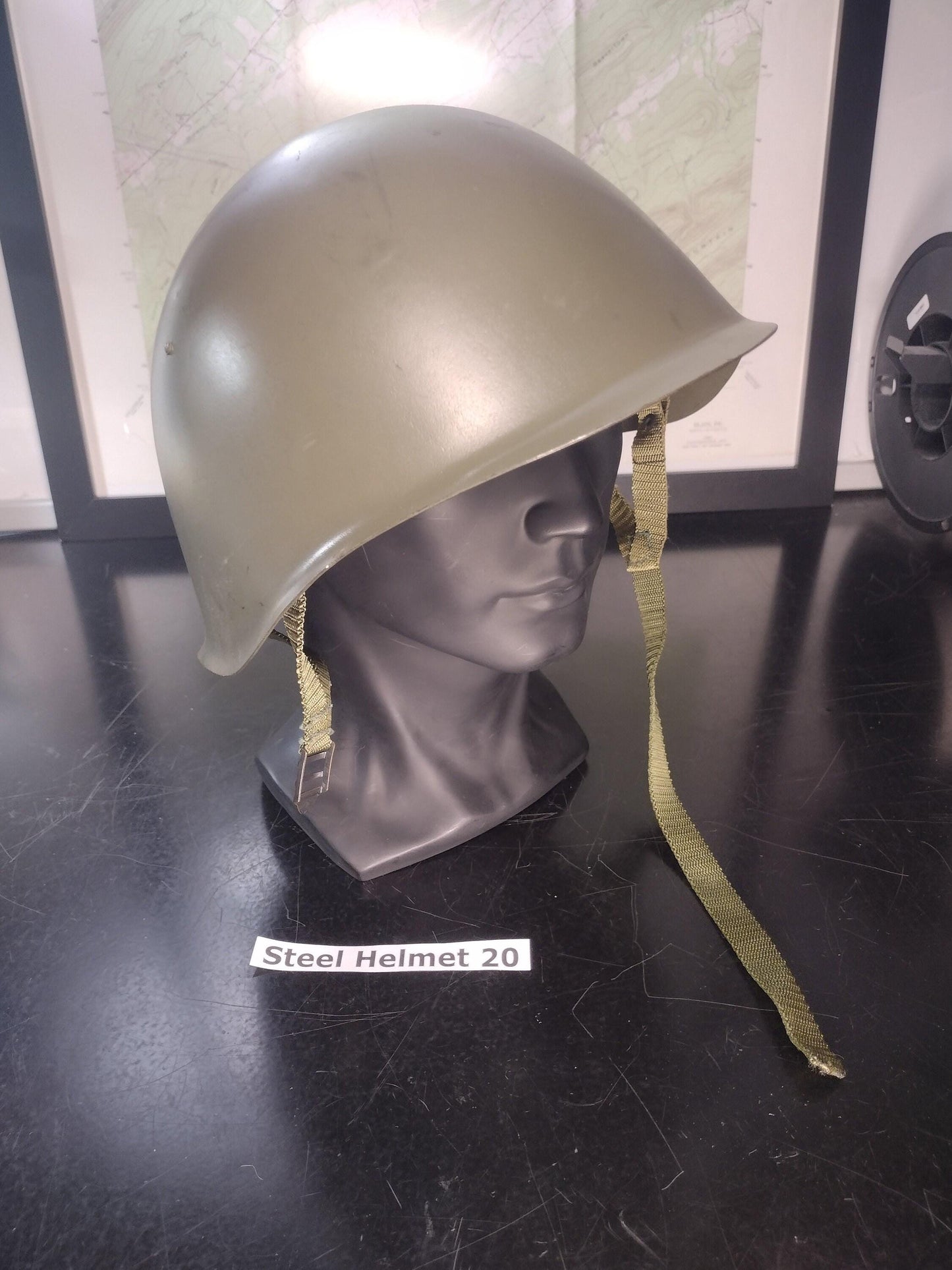 Used Army Steel Helmet (Size: Unknown But Adjustable Liner) | FREE US Shipping! (Helmet 20)