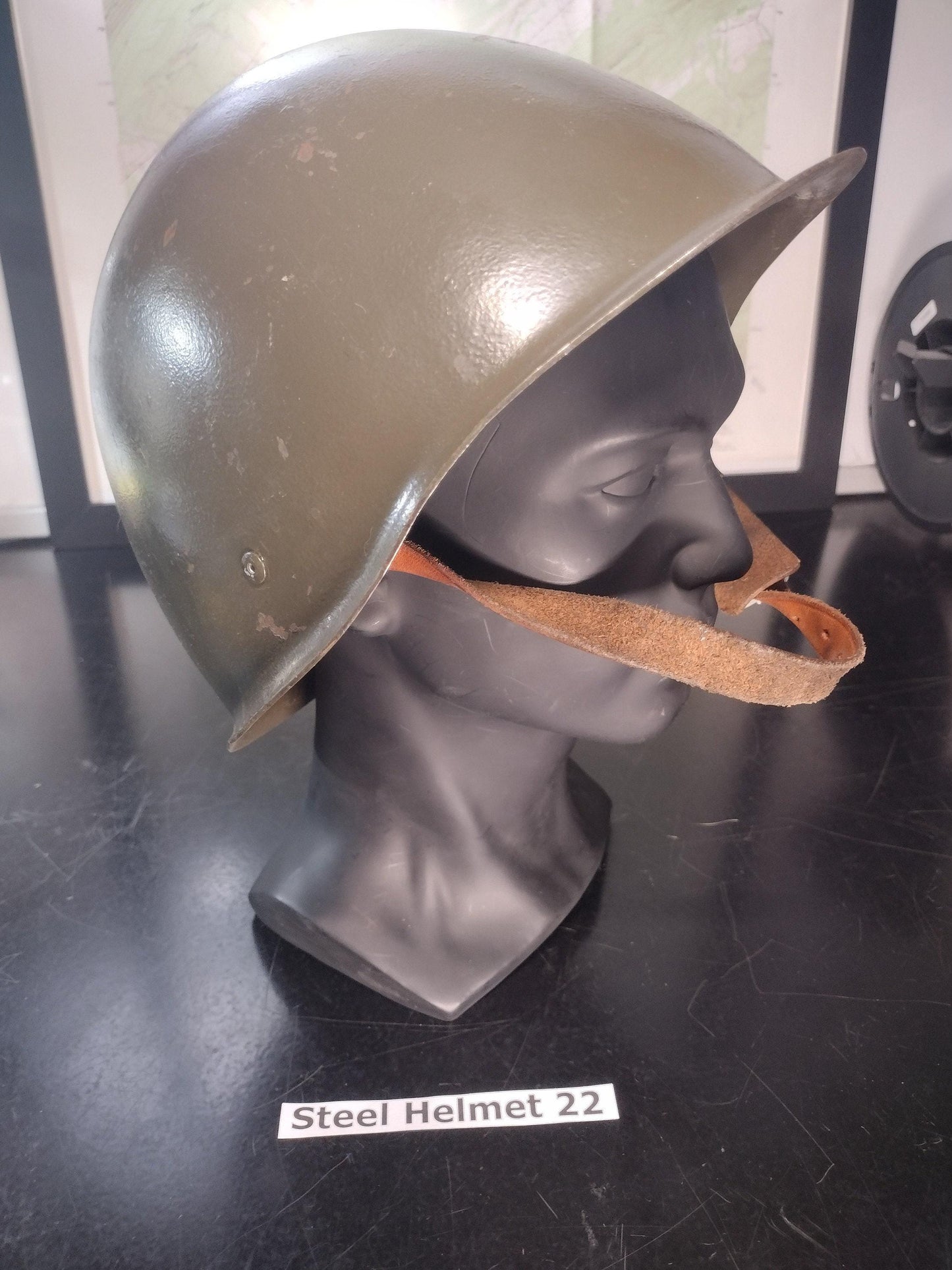 Army Issued Steel Helmet (Size: Unknown But Adjustable Liner) | FREE US Shipping! (Helmet 22)