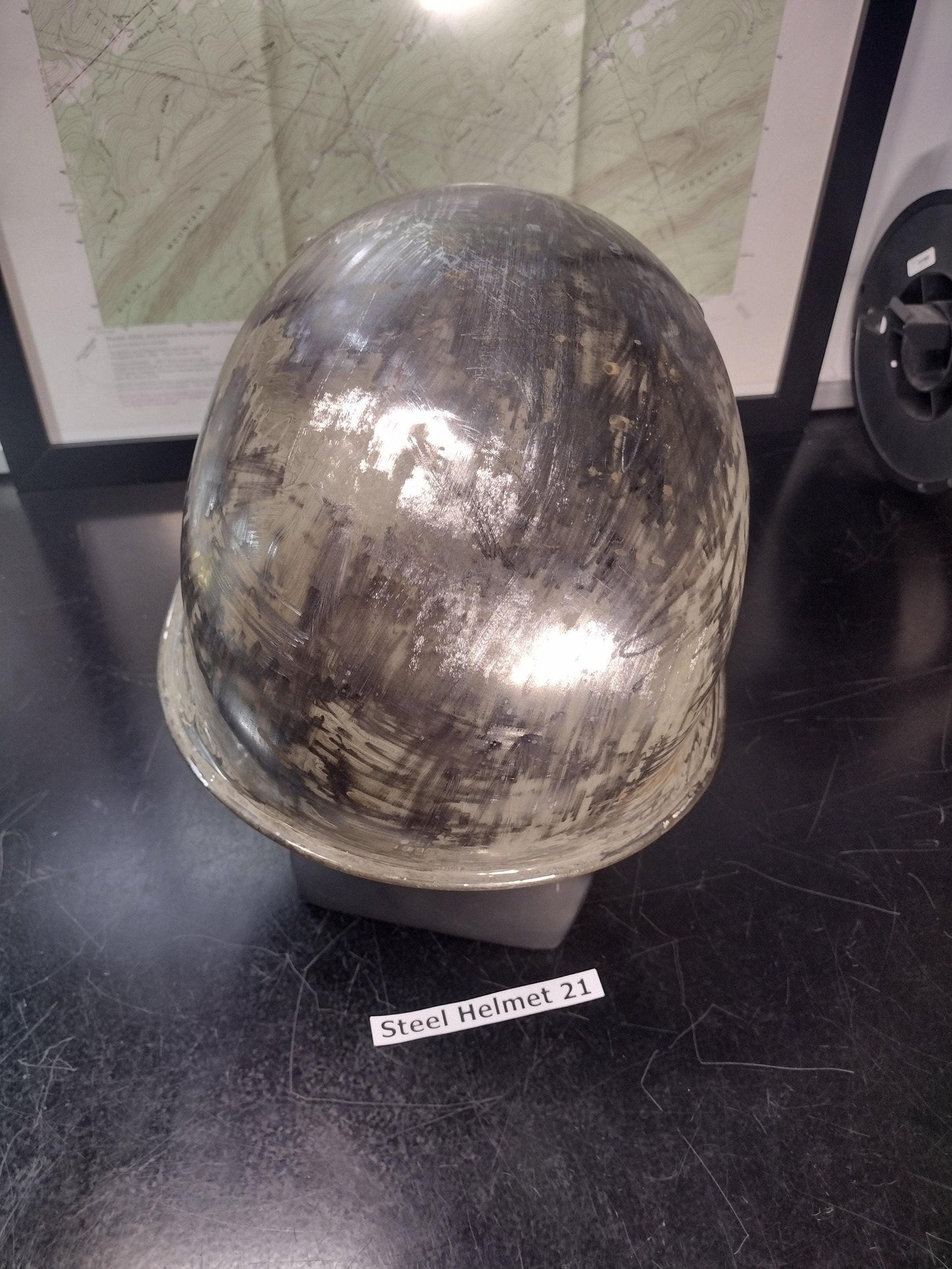 Used Army Steel Helmet Needs Painted (Size: Unknown But Adjustable Liner) | FREE US Shipping! (Helmet 21)