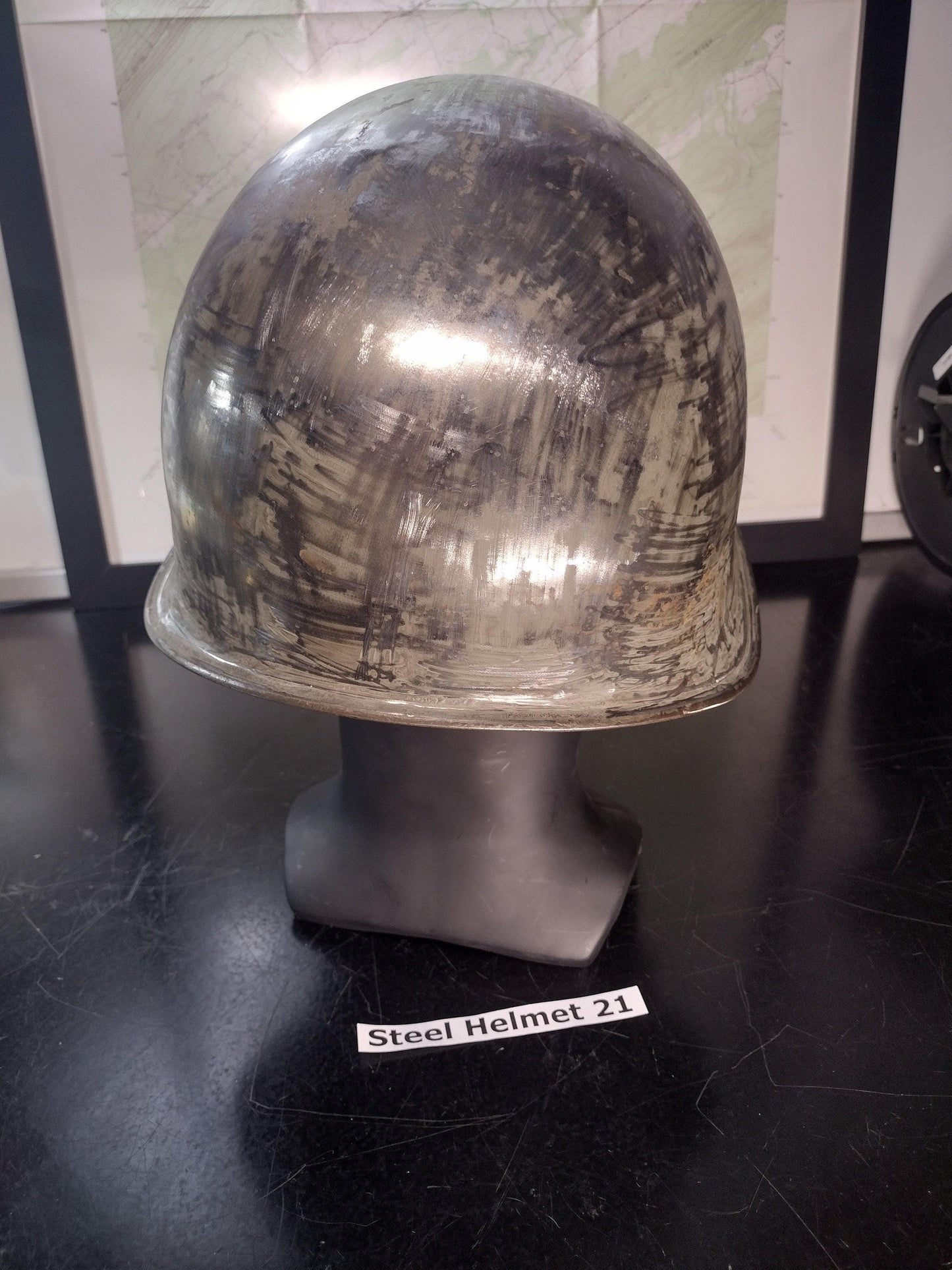 Used Army Steel Helmet Needs Painted (Size: Unknown But Adjustable Liner) | FREE US Shipping! (Helmet 21)