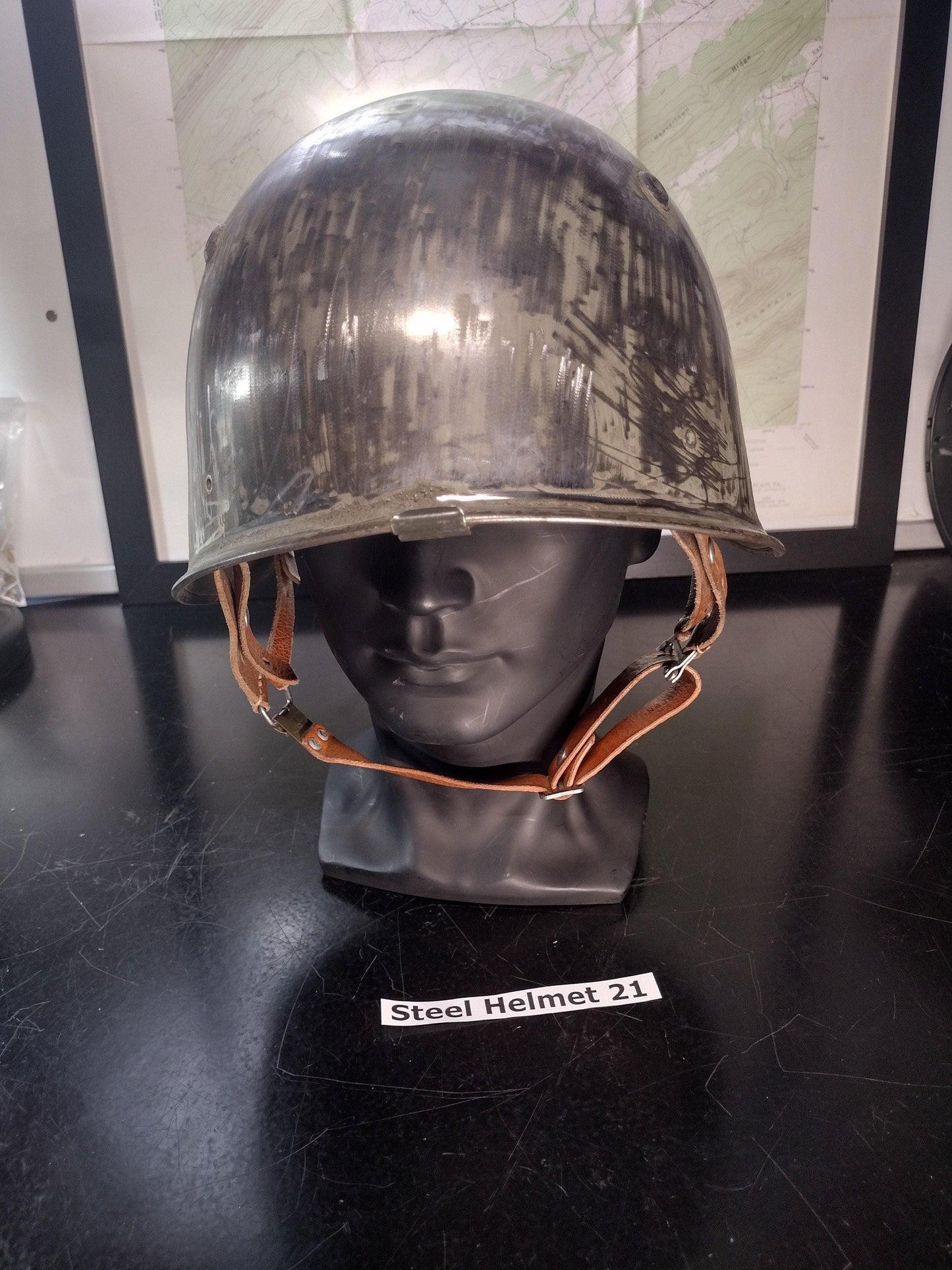 Used Army Steel Helmet Needs Painted (Size: Unknown But Adjustable Liner) | FREE US Shipping! (Helmet 21)