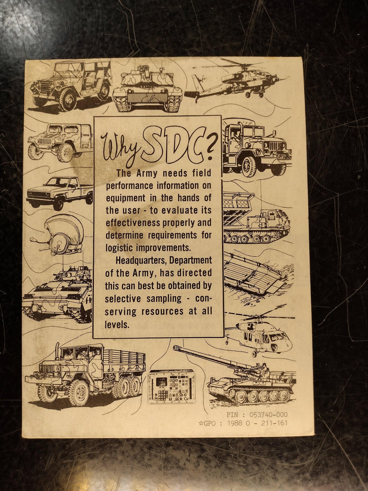 US Army Sample Data Collection Ephemera Pamphlet Booklet (April 1988) | FREE US Shipping!