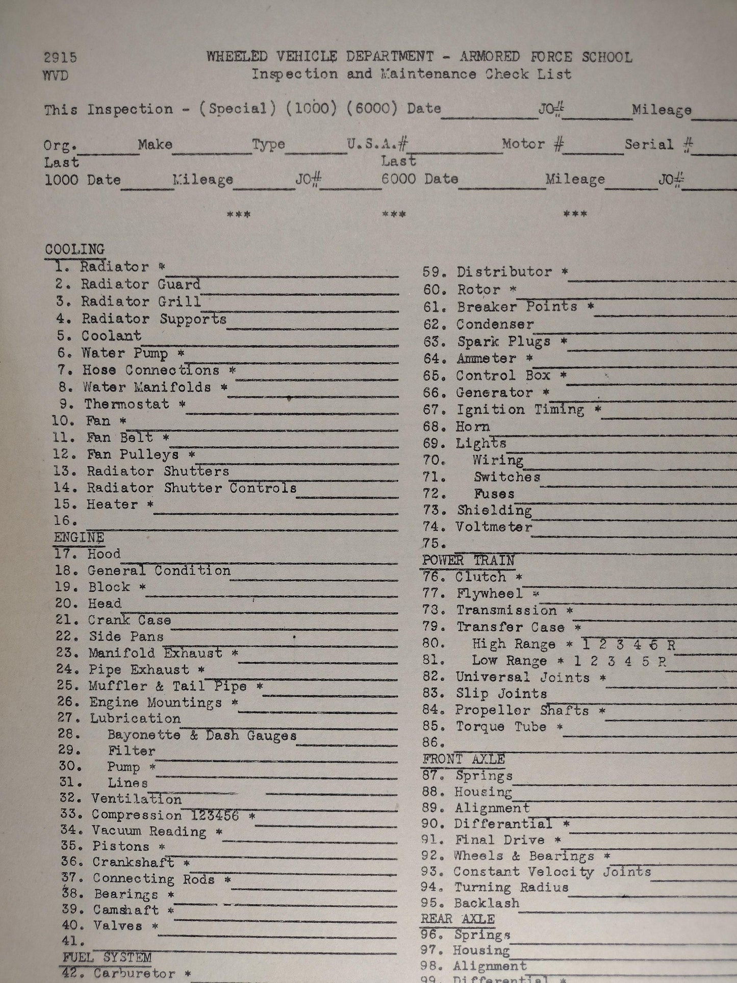 US Army Armored Force School Motor Inspection Guide 8th Revision From 1942 | FREE US Shipping!