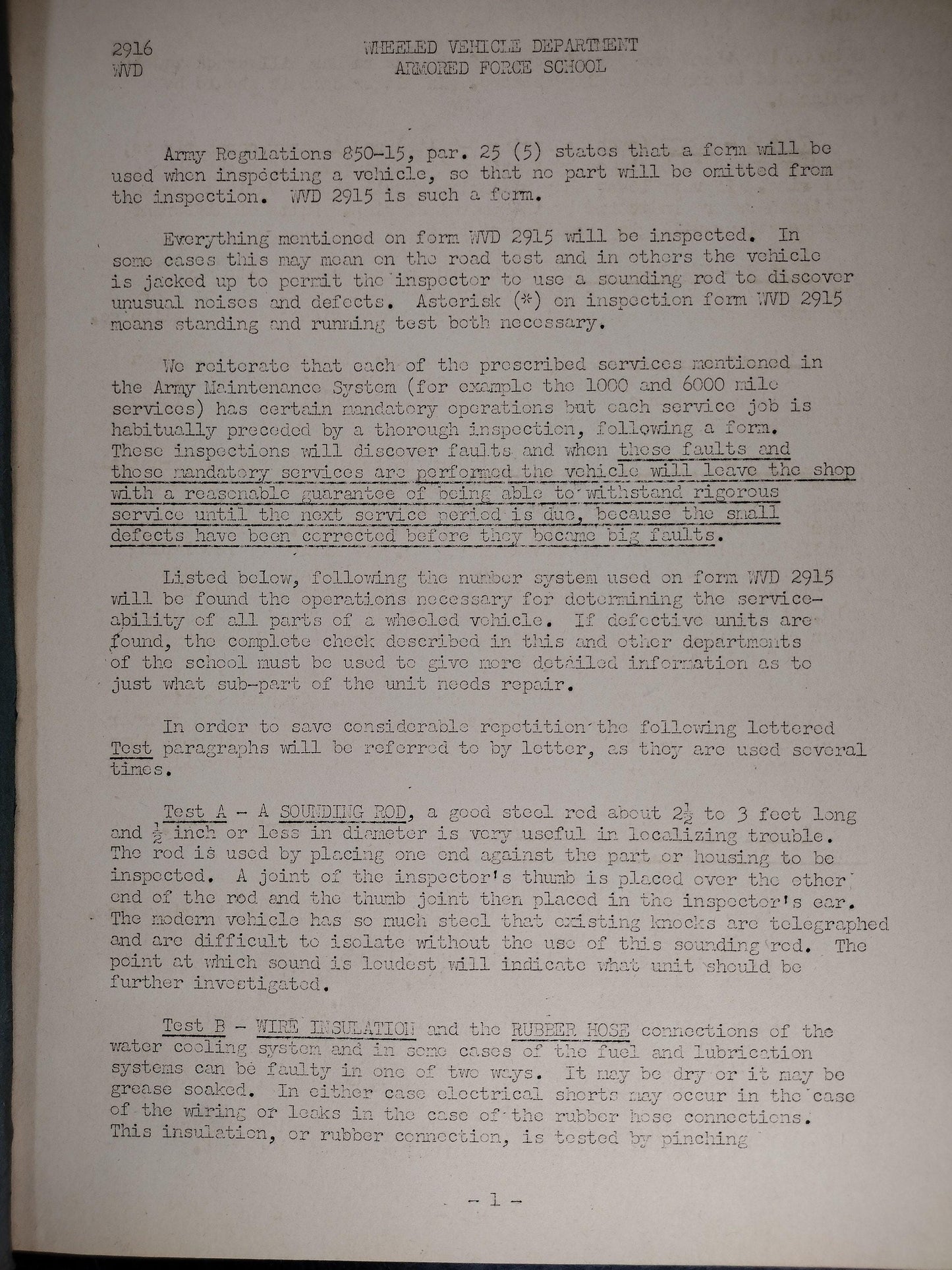 US Army Armored Force School Motor Inspection Guide From 1941 | FREE US Shipping!