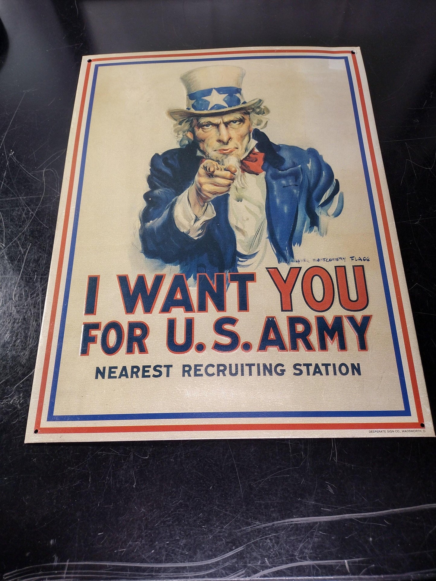 Metal "I Want You" US Army Recruiting Sign