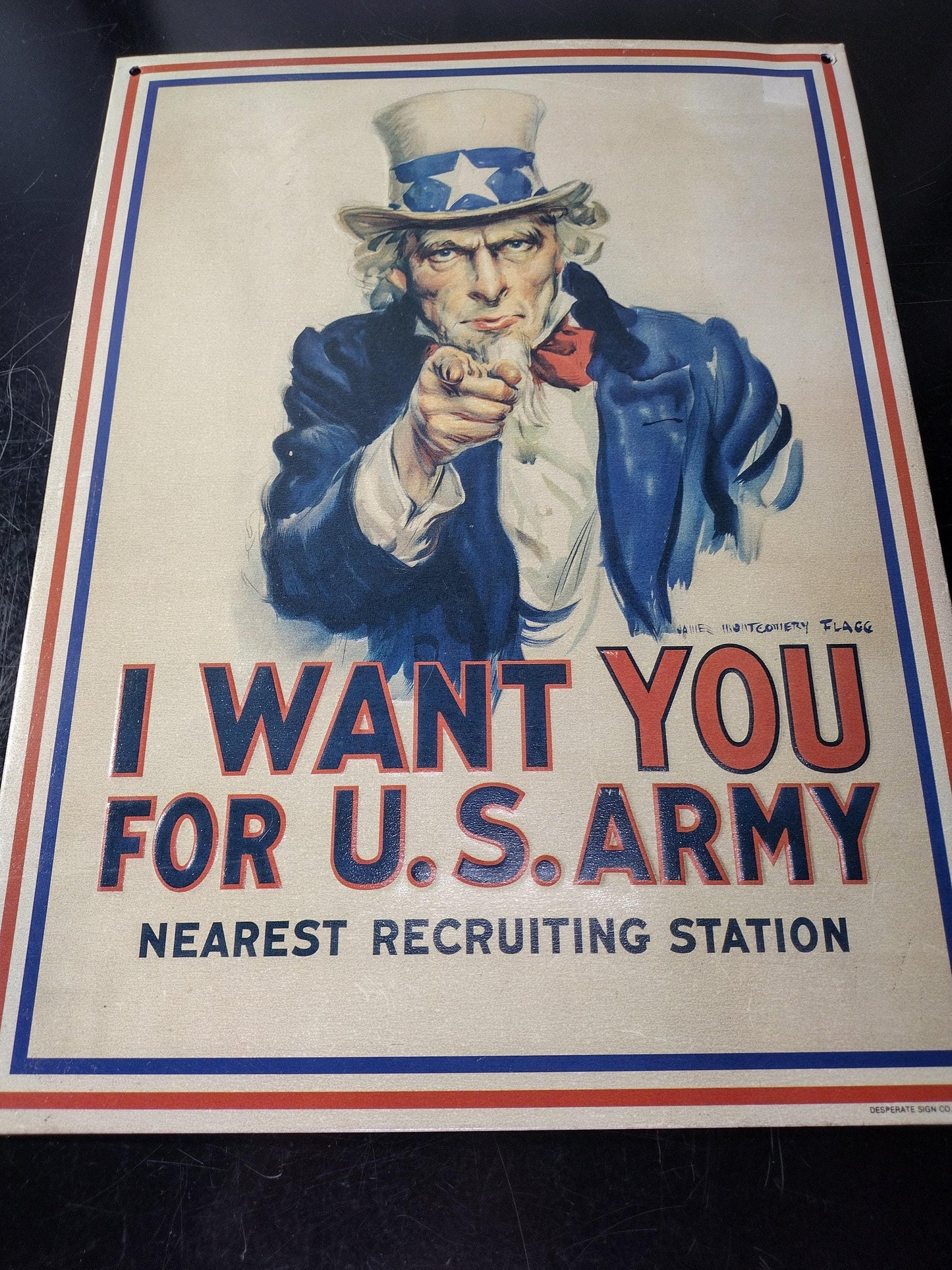 Metal "I Want You" US Army Recruiting Sign