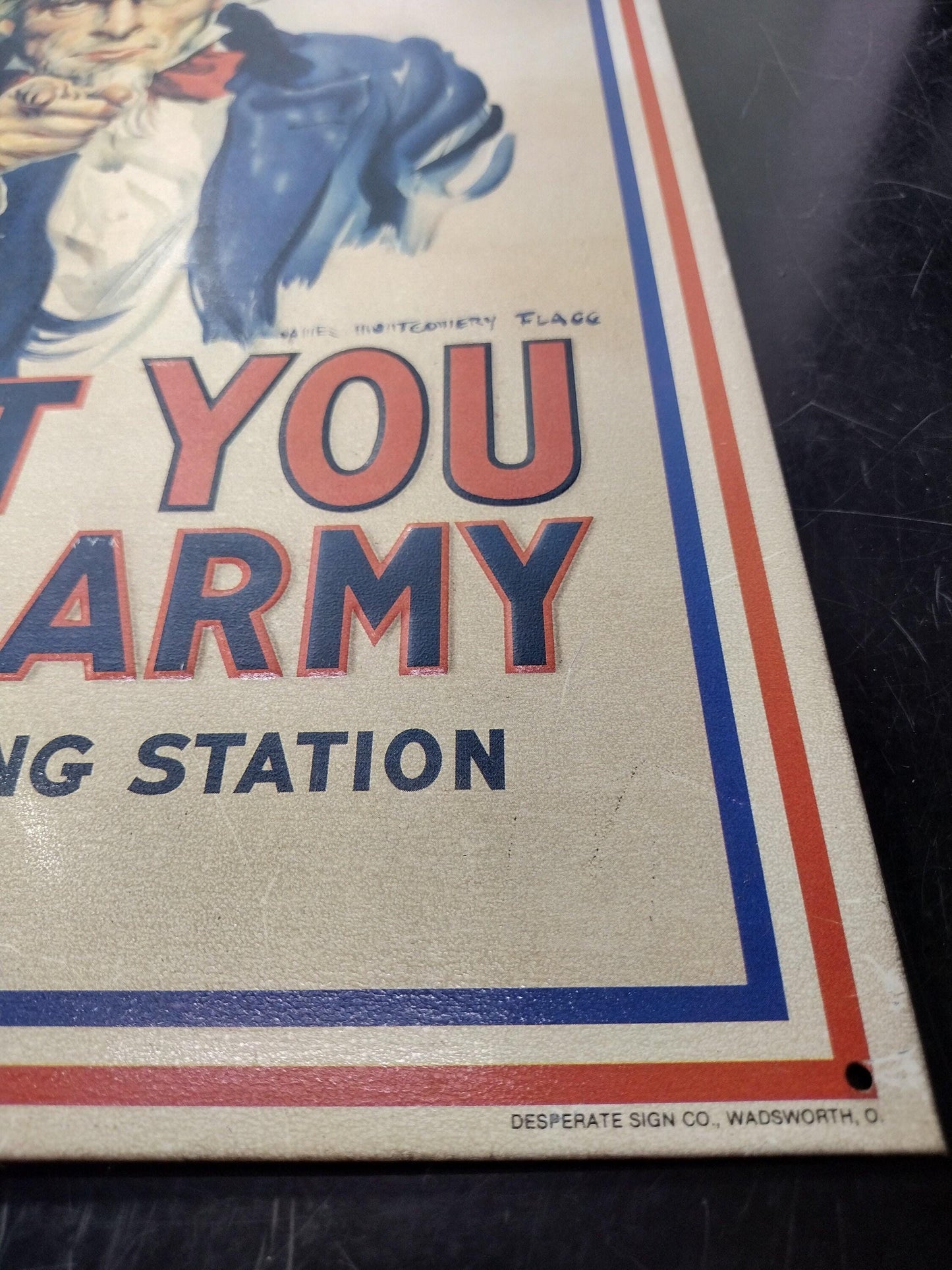 Metal "I Want You" US Army Recruiting Sign