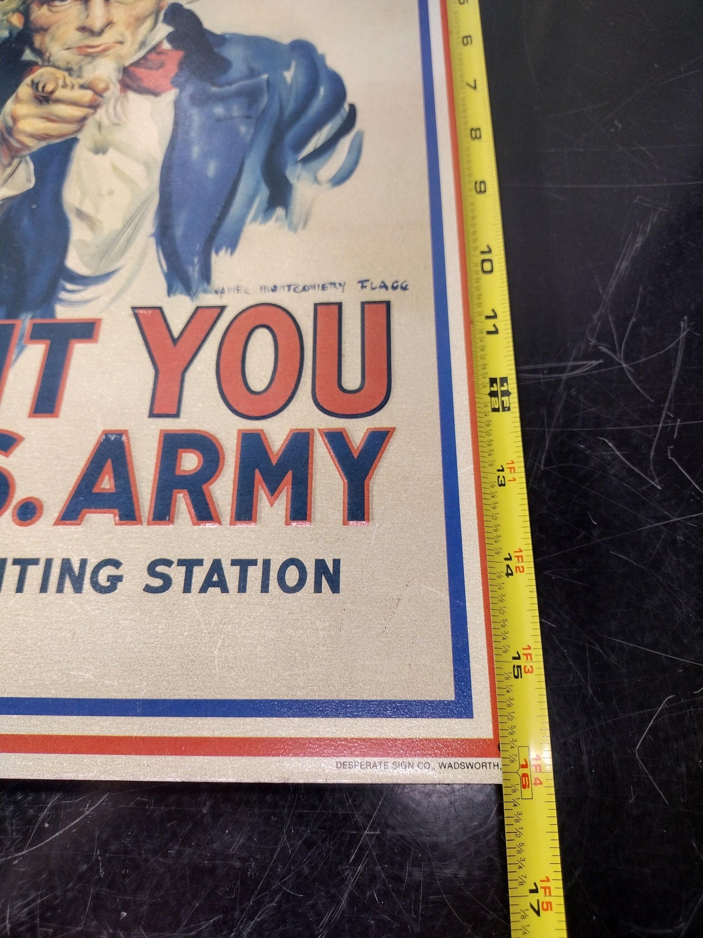 Metal "I Want You" US Army Recruiting Sign