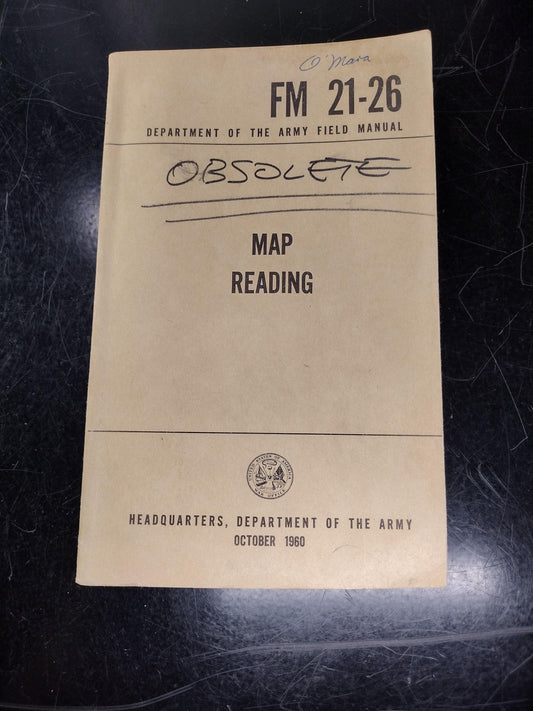 US Army Map Reading Ephemera Pamphlet Booklet w/ Fort Knox Map (October 1960 - FM 21-26)