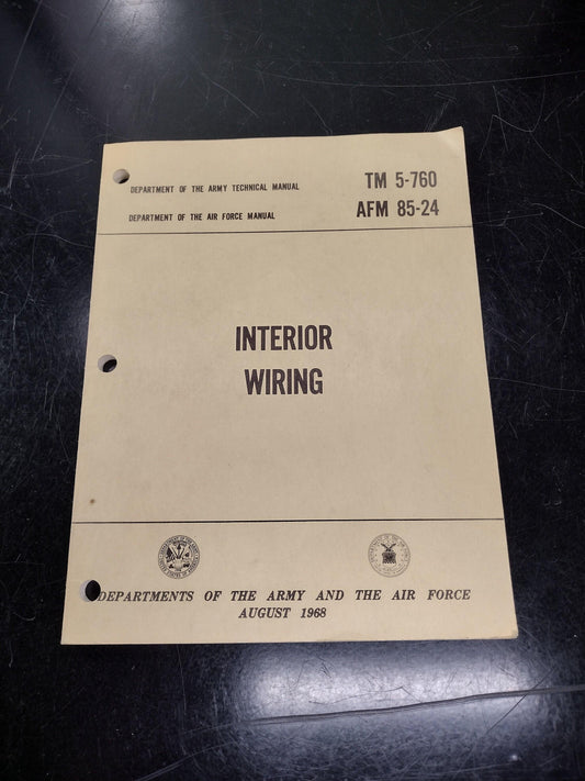 US Army Interior Wiring Ephemera Pamphlet Booklet (August 1968 TM 5-760)