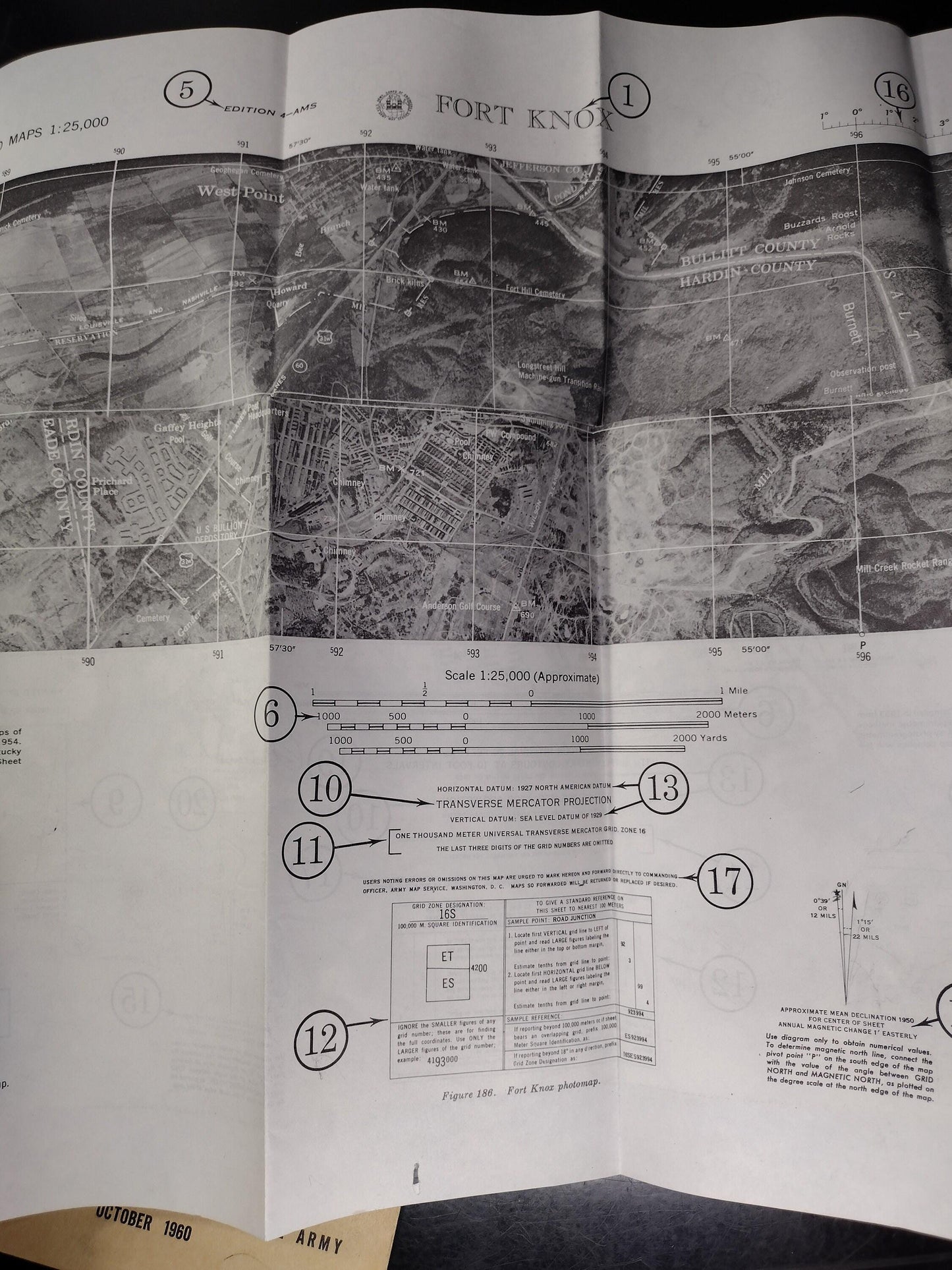 US Army Map Reading Ephemera Pamphlet Booklet w/ Fort Knox Map (October 1960 - FM 21-26)