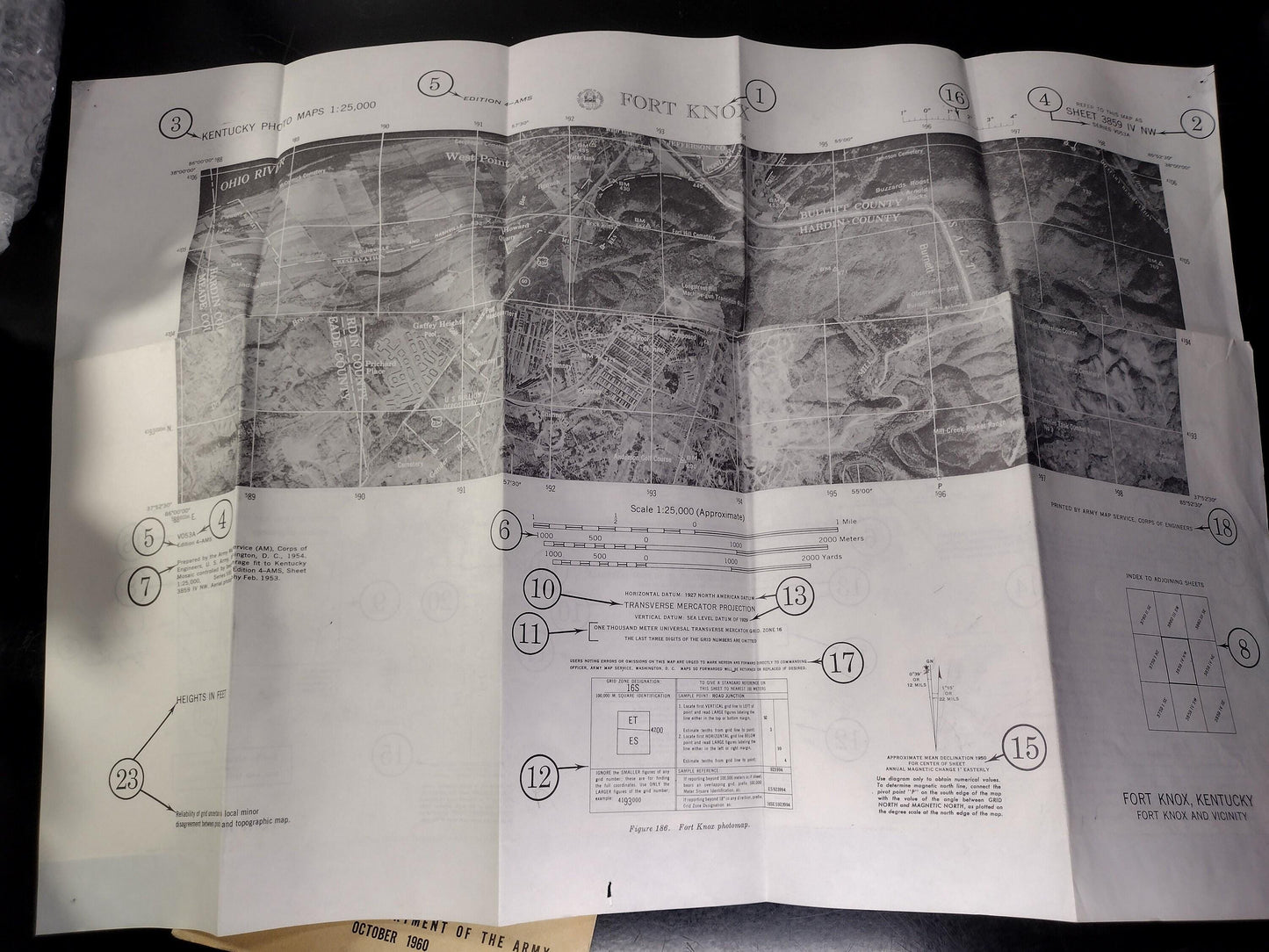 US Army Map Reading Ephemera Pamphlet Booklet w/ Fort Knox Map (October 1960 - FM 21-26)