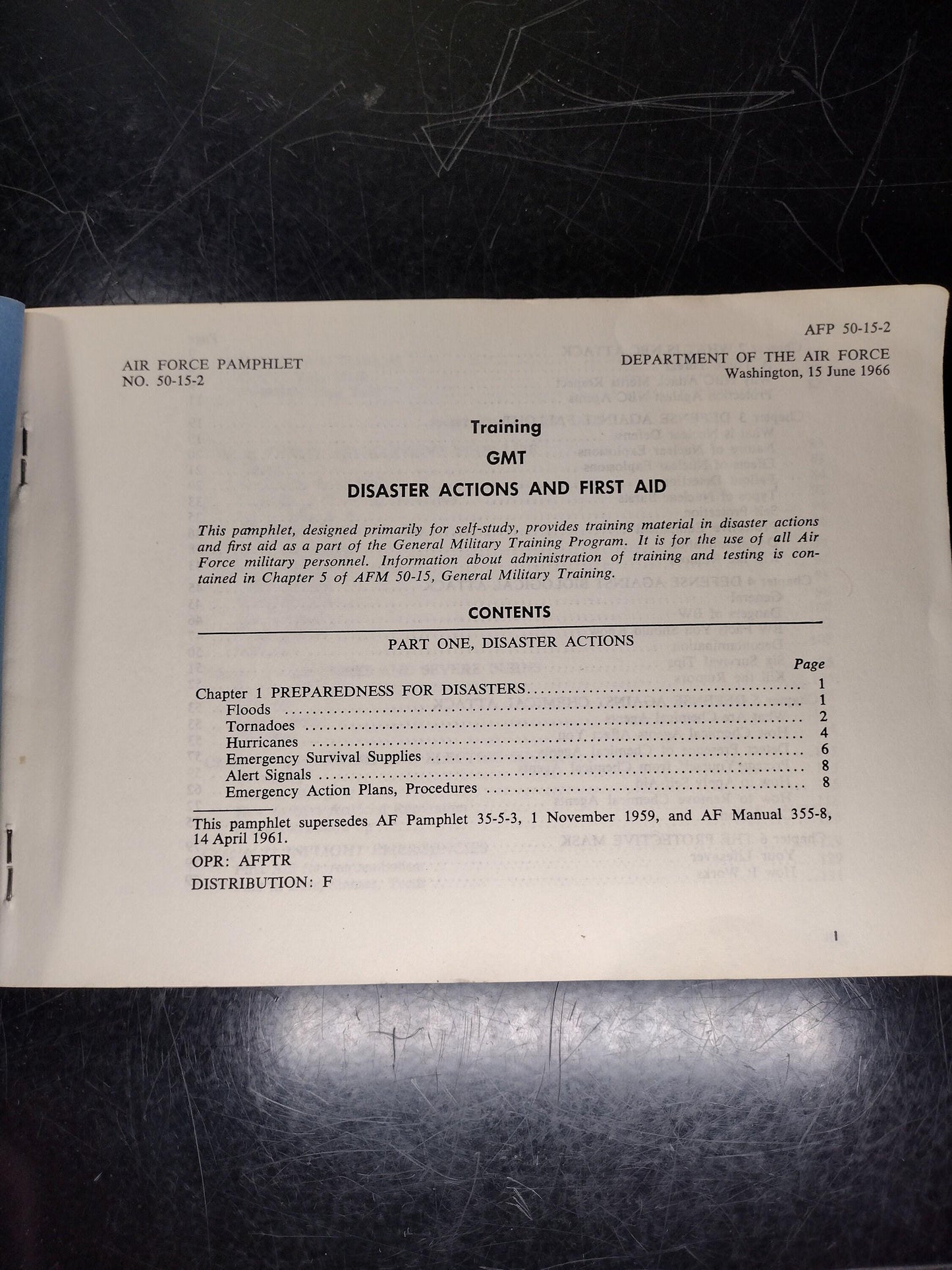 Air Force Disaster Actions And First Aid Manual (June 1966 AFP 50-15-2)