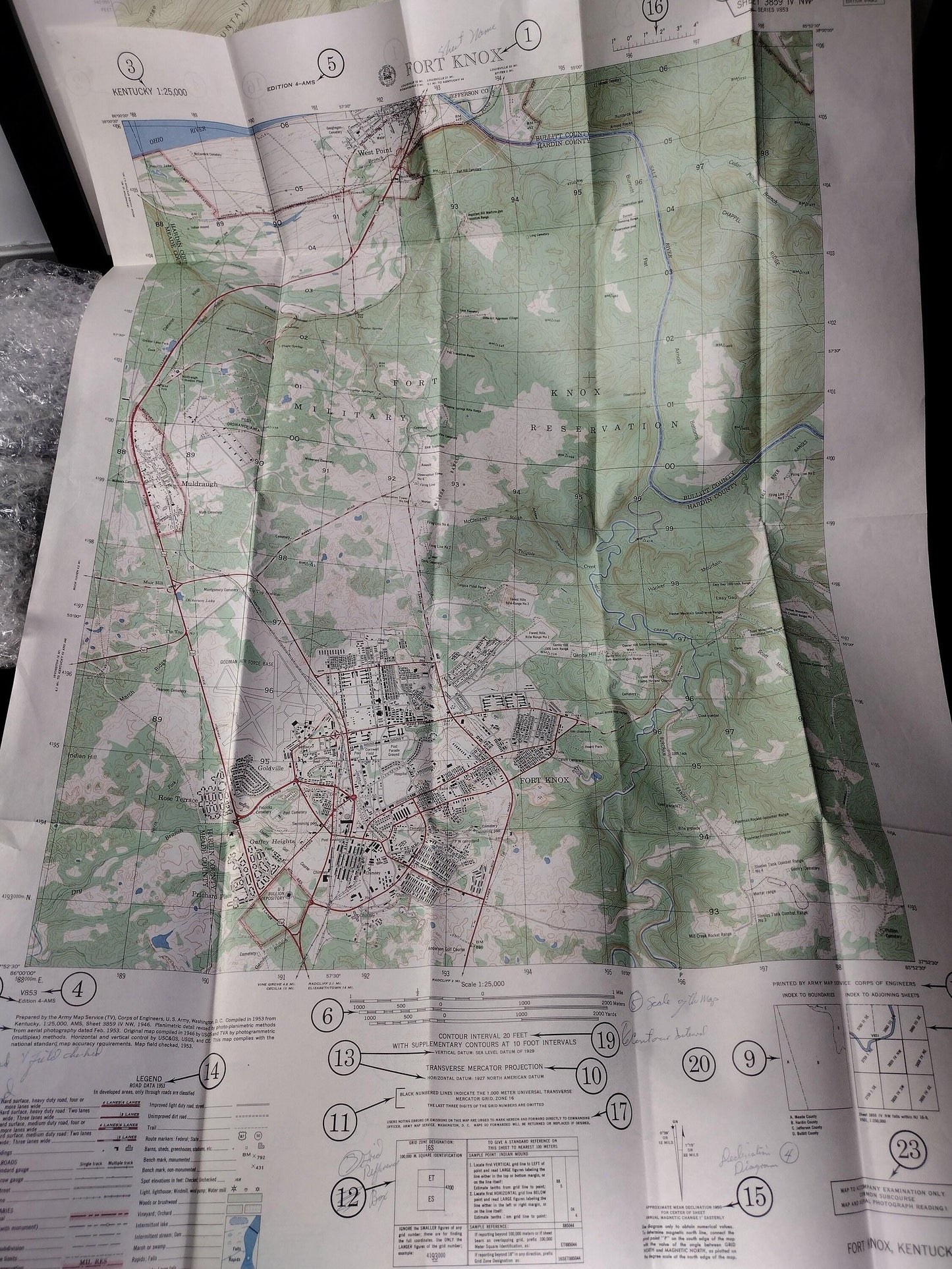 US Army Map Reading Ephemera Pamphlet Booklet w/ Fort Knox Map (October 1960 - FM 21-26)