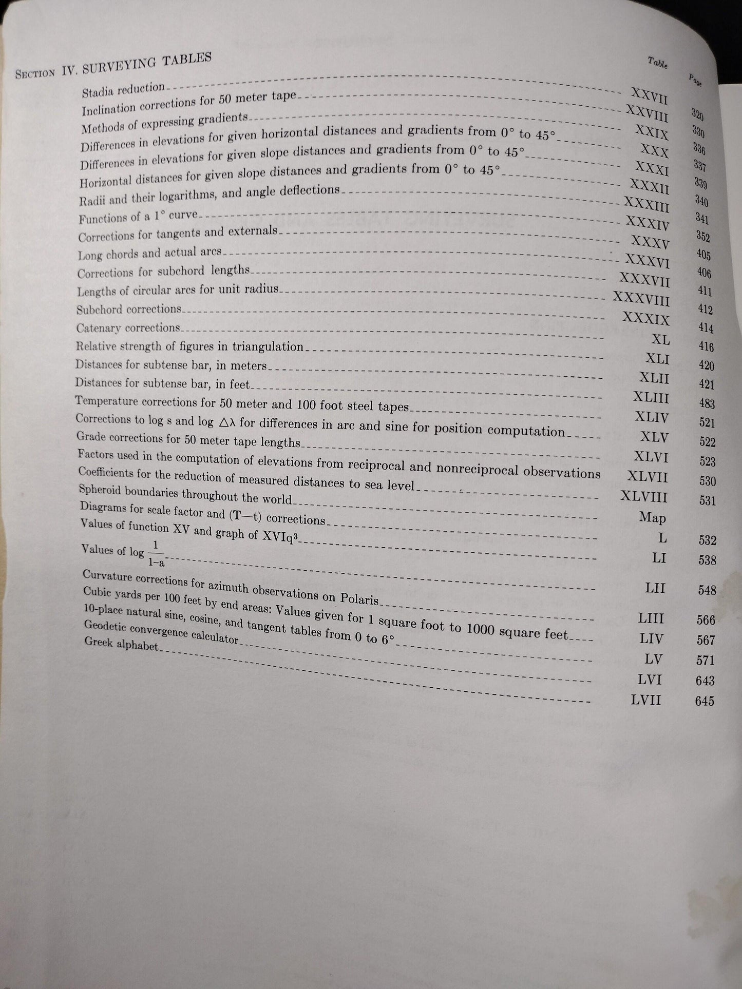 US Army Surveying Tables And Graphs (Dec 1955 - TM 5-236)