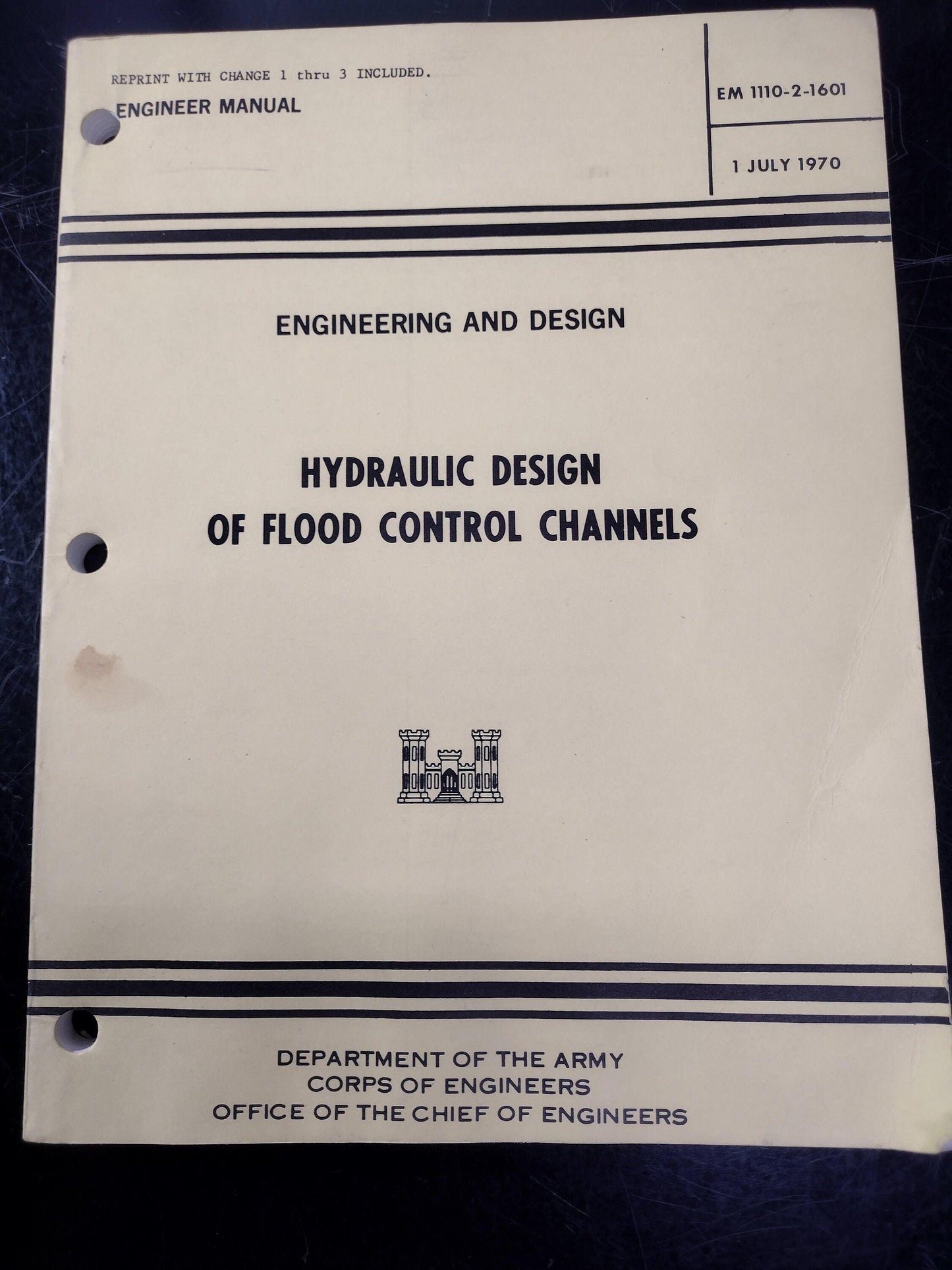 Hydraulic Design of Flood Control Channels Field Manual (1 July 1970 - EM-1110-2-1601)