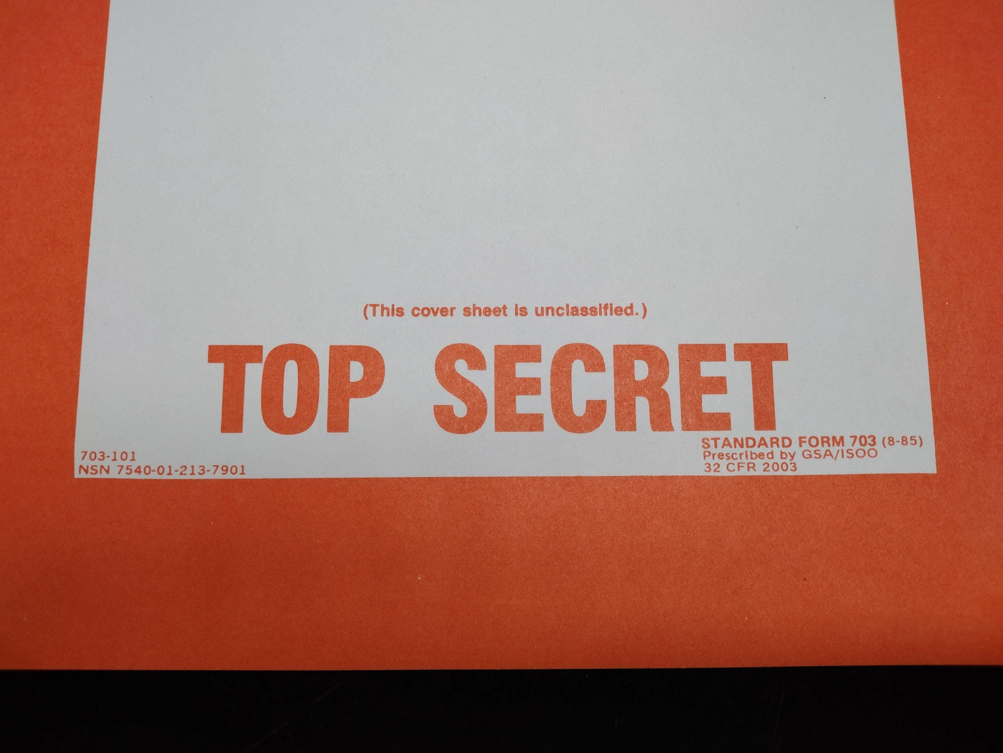 US Government Top Secret Document Heavy Paper Cover Sheet Sign | FREE US Shipping