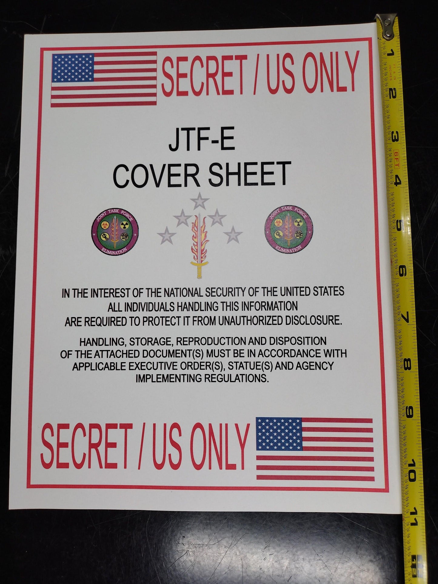 US Government Secret National Security Document Heavy Paper Cover Sheet Sign | FREE US Shipping